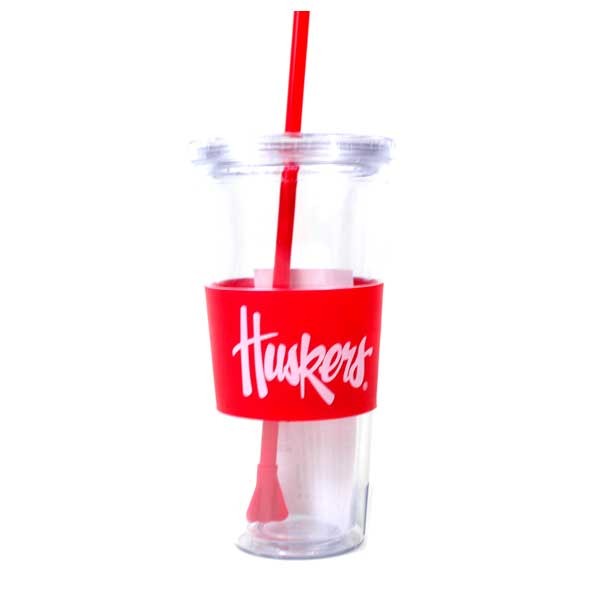 Nebraska Huskers Tumbler - 22OZ Clear Red Wrap Straw Tumbler - 2 For $10.00 - Nebraska Huskers