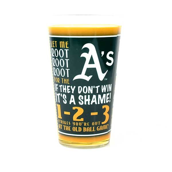 Oakland Athletics Pints - Glass 16OZ - 123 Ballpark Style - 12 For $30.00 - Wholesale Oakland Athletics Products - Athletics Merchandise