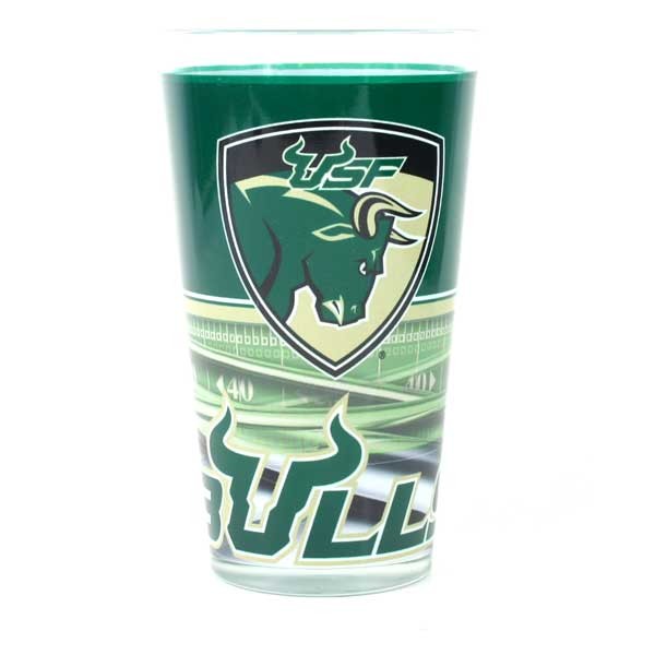 University Of Southern Florida Bulls - Glass 16OZ Full Bleed Team Logo Pints - 12 For $30.00 - Miami Hurricanes