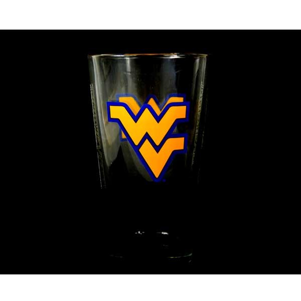 West Virginia Mountaineers - 16OZ Clear With Yellow Team Logo Glass Pints - 2 For $8.00 - West Virginia