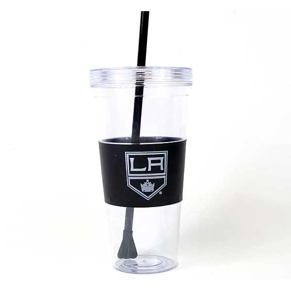 Los Angeles Kings Products - 22OZ Clear Straw Tumblers - Black Wrap - 12 For $48.00 - Los Angeles Kings