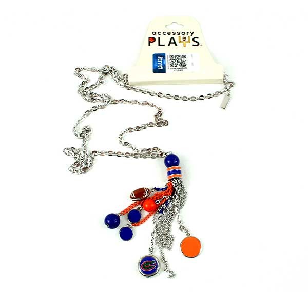Florida Gators Necklace - #0410 Long Chain Fan Necklace - 2 For $10.00 - Florida Gators