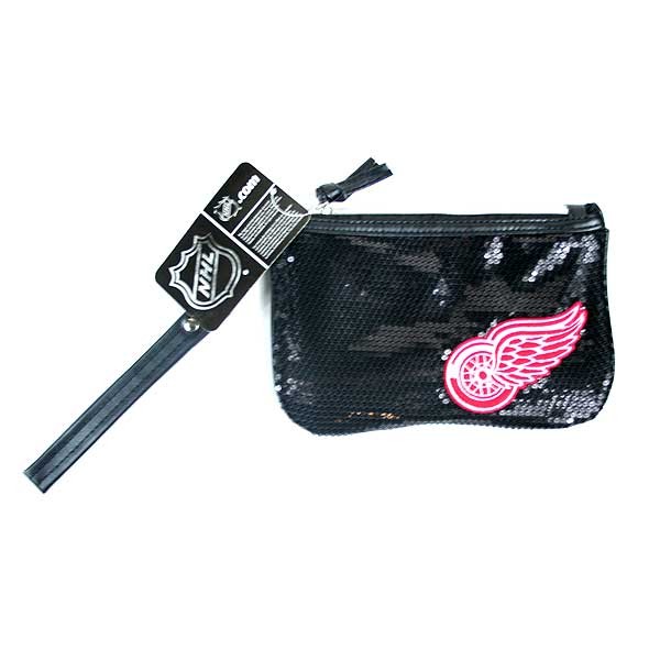 NHL Wholesale - Red Wings Black Bling Wristlet Clutch - 2 For $10.00 - Detroit Red Wings