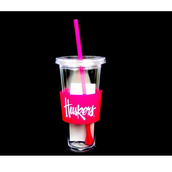 Nebraska Huskers - 22OZ Pink Straw Tumblers - 12 For $48.00 - Nebraska Huskers
