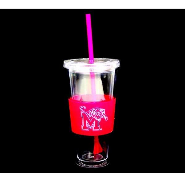 Memphis Tigers Gear - 22OZ Pink Straw Tumblers - 12 For $48.00 - Memphis Tigers