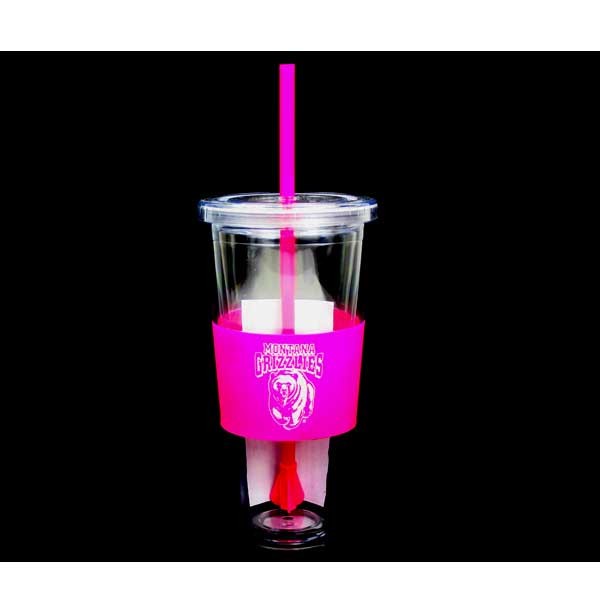 Montana Grizzlies Gear - 22OZ Pink Straw Tumblers - 12 For $48.00 - Montana Grizzlies