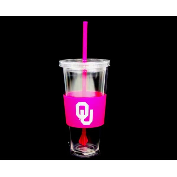 Oklahoma Sooners Gear - 22OZ Pink Straw Tumblers - 2 For $10.00 - Oklahoma