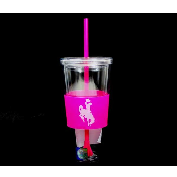 Wyoming Cowboys Gear - 22OZ Pink Straw Tumblers - 12 For $48.00 - Wyoming Cowboys