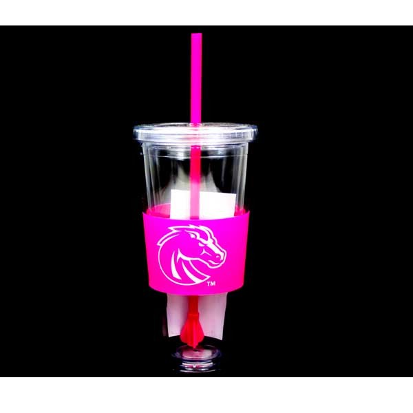 Boise State Tumblers - 22OZ Pink Straw Tumblers - 12 For $48.00 - Boise State