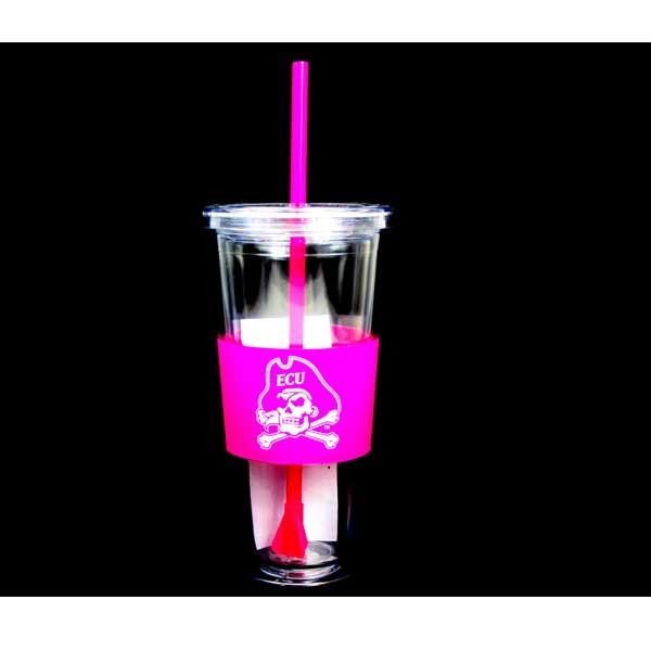 East Carolina Pirates Tumblers - 22OZ Pink Straw Tumblers - 12 For $48.00 - East Carolina Pirates