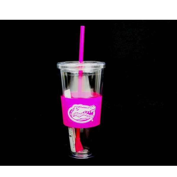 Florida Gators Tumblers - 22OZ Pink Straw Tumblers - 12 For $48.00 - Florida Gators