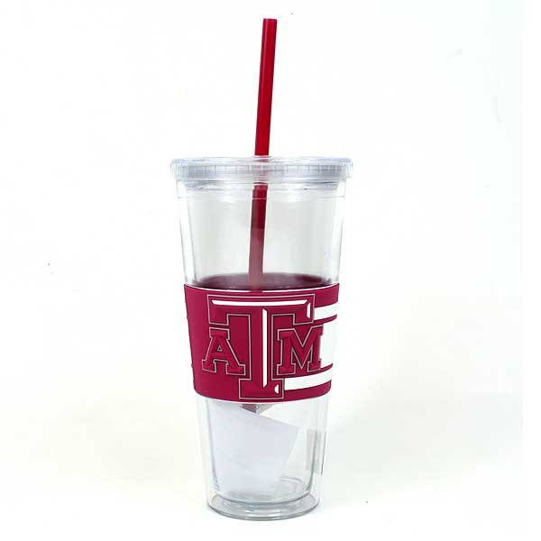 Texas A&M Tumblers - 22OZ Clear Wrap Straw Tumblers - 12 For $48.00 - Texas A&M