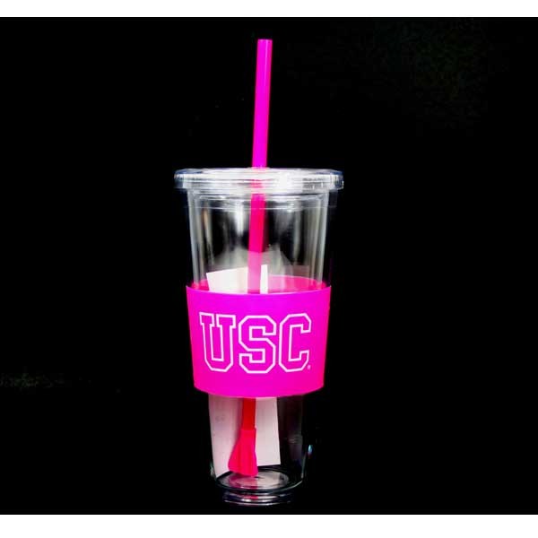USC Trojans Tumblers - 22OZ Pink Straw Tumblers - 2 For $10.00 - USC Trojans