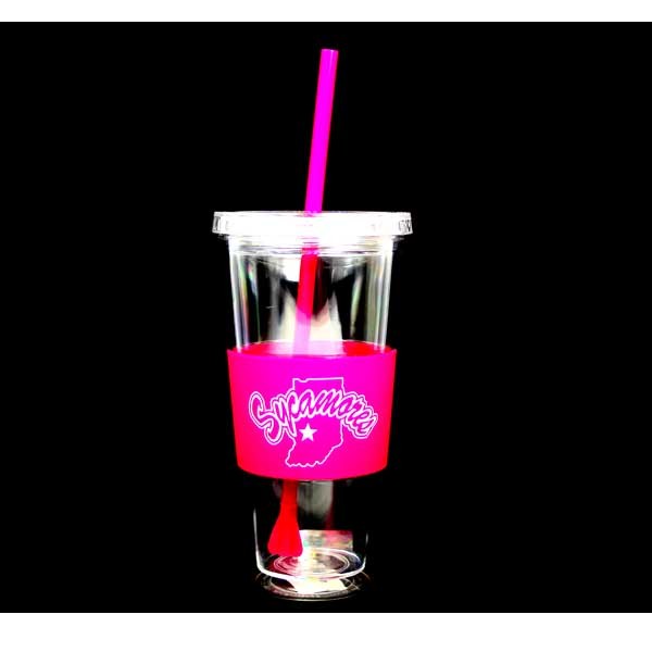 Indiana State Sycamores - 22OZ Pink Straw Tumblers - 2 For $10.00 - Indiana University Hoosiers