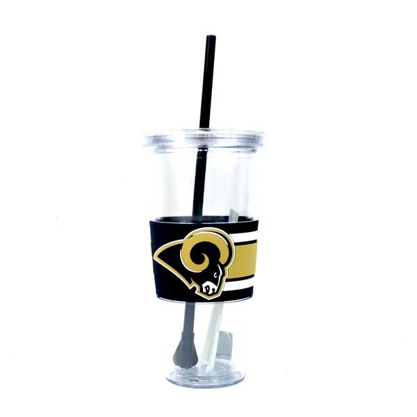 Los Angeles Rams - 22OZ Clear Wrap Straw Tumblers - 12 For $48.00 - Wholesale Los Angeles Rams Products - Rams Merchandise 2