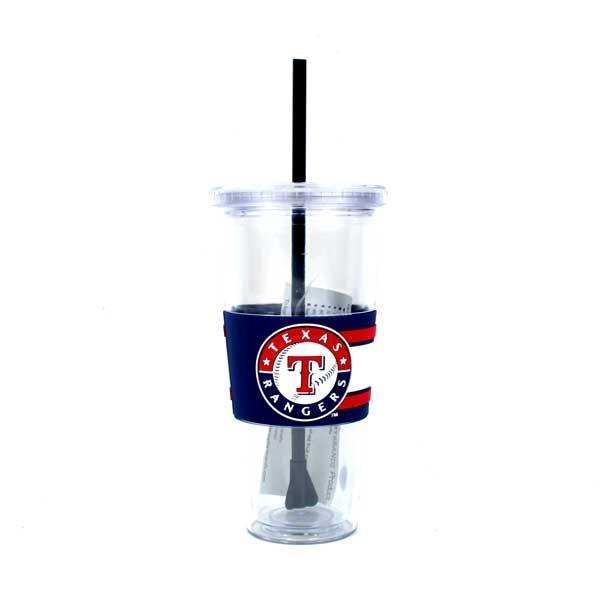 Texas Rangers - 22OZ Clear Wrapped Straw Tumblers - 12 For $48.00 - Wholesale Texas Rangers Products - Rangers Merchandise