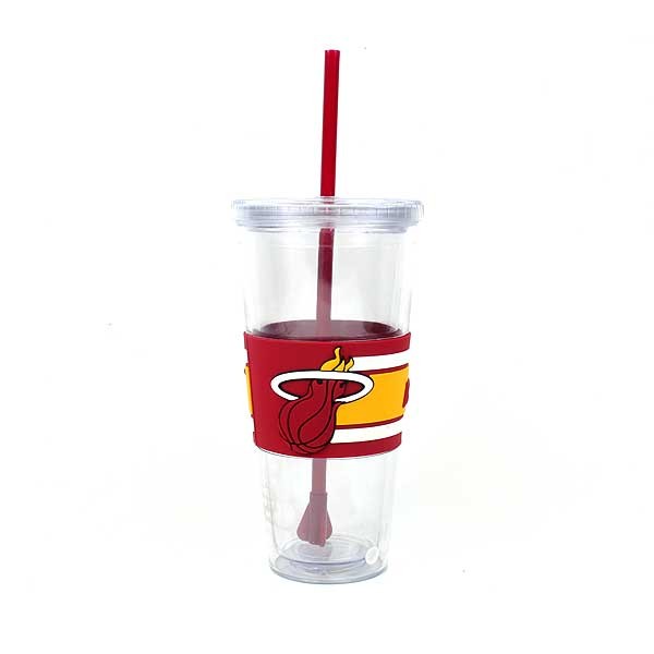 Miami Heat - 22OZ Clear Wrapped Straw Tumblers - 12 For $48.00 - Miami Heat