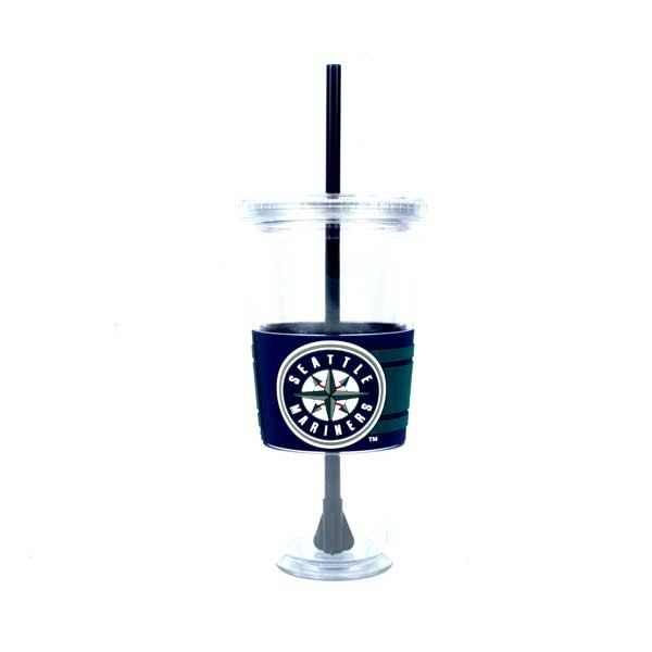 Seattle Mariners - 22OZ Clear Wrapped Straw Tumblers - 12 For $48.00 - Wholesale Seattle Mariners Products - Mariners Merchandise