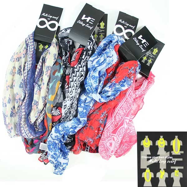 Wholesale Scarves - Total Assortment - May Not Be As Pictured - Fashion Loop - 72 For $48.96