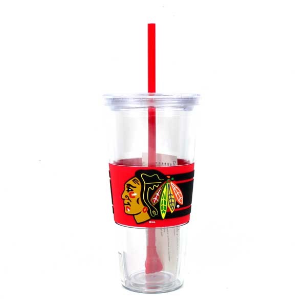 Chicago Blackhawks Tumblers - 22OZ Clear Wrap Tumblers - 2 For $10.00 - Chicago Blackhawks
