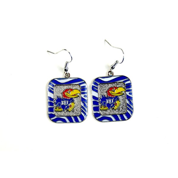 Blowout - Kansas Jayhawks Earrings - The ZEBRA Dangle - 12 Pair For $24.00 - Kansas Jayhawks