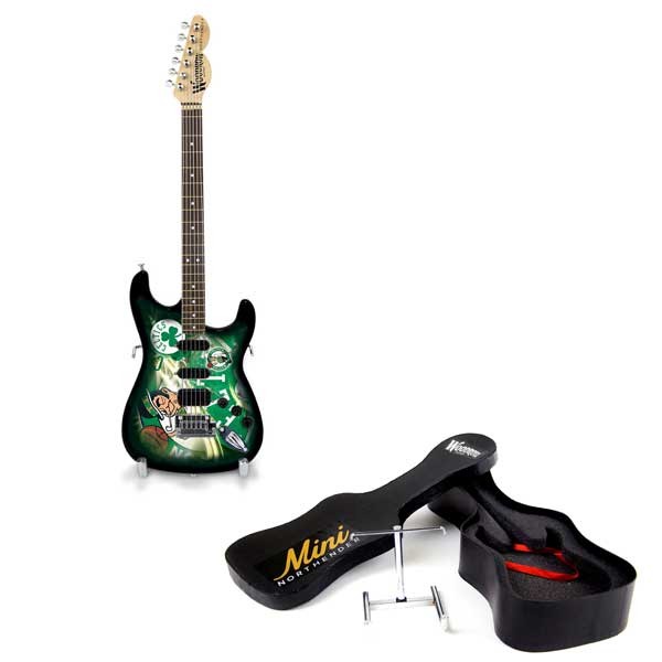 Boston Celtics Guitars - 10" Exact Replica - 1/4 Scale Mini Guitar - Case And Stand Included - 2 For $20.00 - Boston Celtics