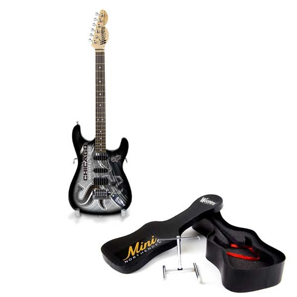 Chicago White Sox - 10" Exact Replica - 1/4 Scale Mini Guitar - Case And Stand Included - 2 For $20.00 - Wholesale Chicago White Sox Products - White Sox Merchandise 2