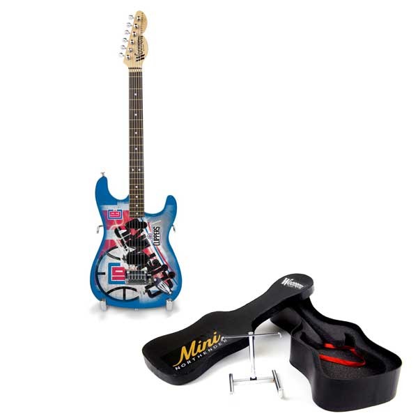LA Clippers Guitars - 10" Exact Replica - 1/4 Scale Mini Guitar - Case And Stand Included - 2 For $20.00 - Los Angeles Clippers