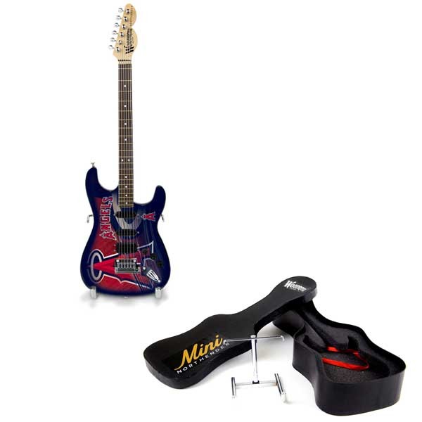 Wholesale Guitars - LA Angels 10" Exact Replica - 1/4 Scale Mini Guitar - Case And Stand Included - 2 For $20.00 - Wholesale Los Angeles Angels Products - Angels Merchandise 2
