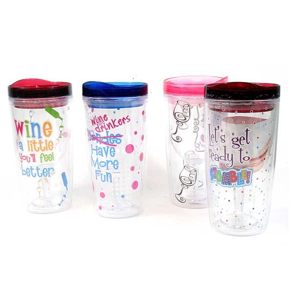 Acrylic Wine Tumblers - Assorted - Some Scratching - These are Sold As Is - 24 For $24.00