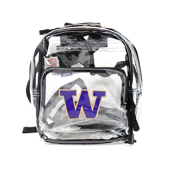 Washington Huskies Bags - Clear Stadium Style Backpacks - 12 For $60.00 - Washington Huskies