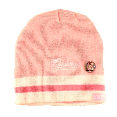 Blowout - Miami Dolphins Beanies - Pink With White Striped Beanies - 12 For $60.00 - Wholesale Miami Dolphins Products - Dolphins Merchandise