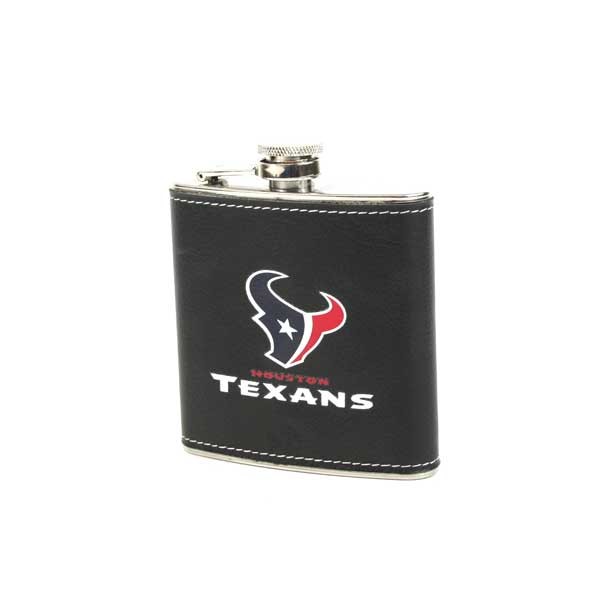 Houston Texans Flasks - Leather Wrapped Stainless - 2 For $12.00 - Wholesale Houston Texans Products - Texans Merchandise