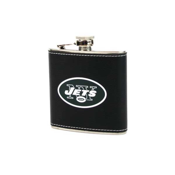 New York Jets Flasks - Leather Wrapped  - 2 For $12.00 - Wholesale New York Jets Products - Jets Merchandise