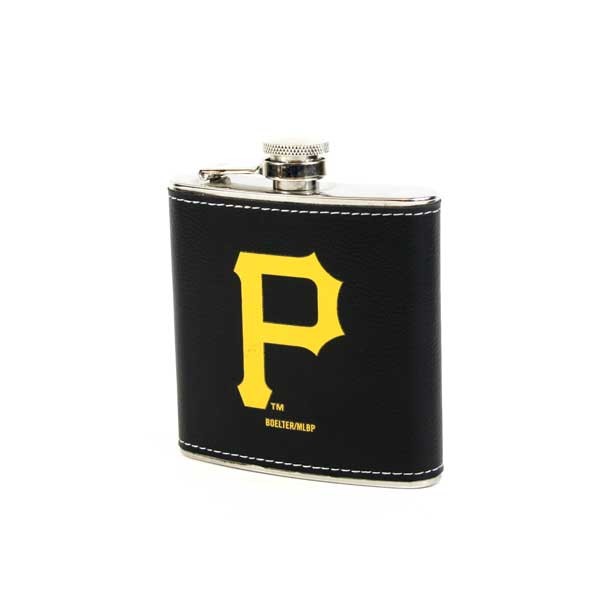Pittsburgh Pirates Flasks - Leather Wrapped Stainless - 12 For $60.00 - Wholesale Pittsburgh Pirates Products - Pirates Merchandise