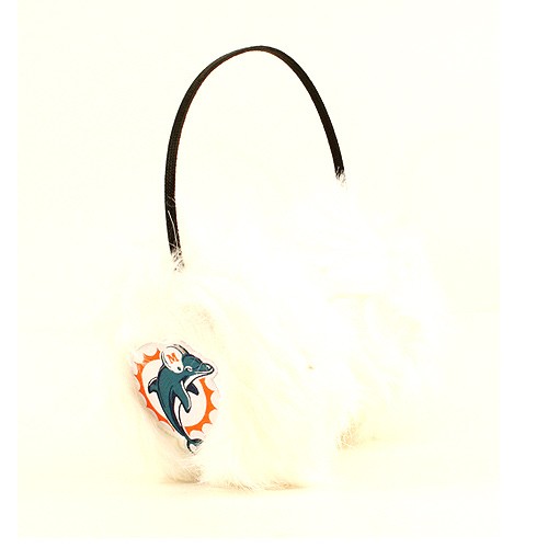 Blowout - Miami Dolphins Football - White Fuzzy Earmuffs - 12 Earmuffs For $36.00 - Wholesale Miami Dolphins Products - Dolphins Merchandise