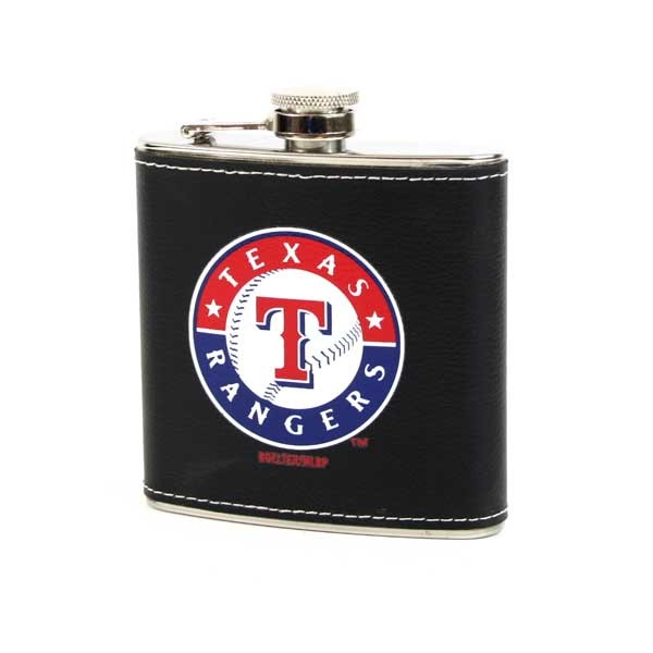 Texas Rangers Flasks - Leather Wrapped Stainless Flasks - 12 For $60.00 - Wholesale Texas Rangers Products - Rangers Merchandise