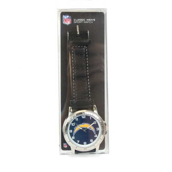 Los Angeles Chargers Watches - BLACK Leather Bands - 2 For $10.00 - Wholesale Los Angeles Chargers Products - Chargers Merchandise