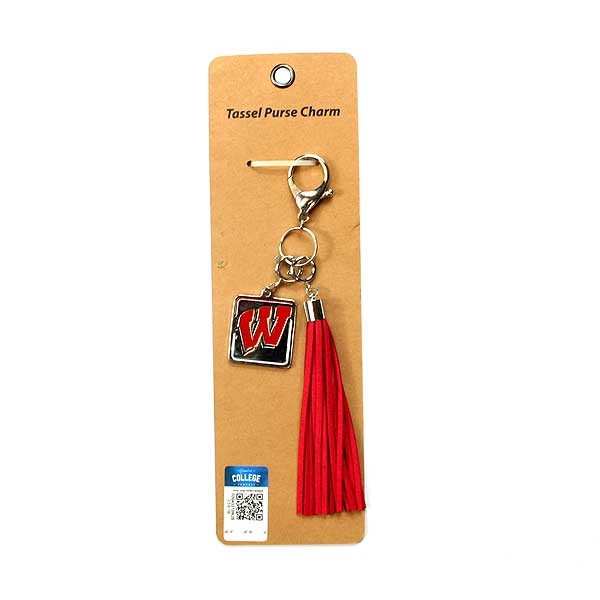 Wisconsin Badgers Keychains - Tassel Charms - 12 For $24.00 - Wisconsin Badgers