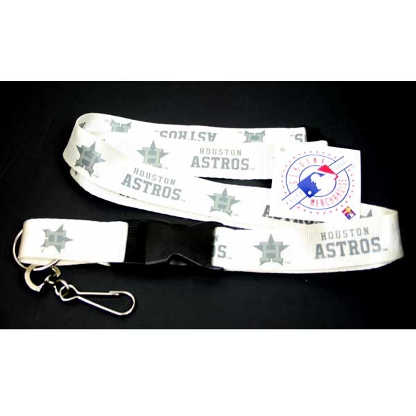 Houston Astros Lanyards - GLACIER White Lob Clip Style - 12 For $30.00 - Wholesale Houston Astros Products - Astros Merchandise 2