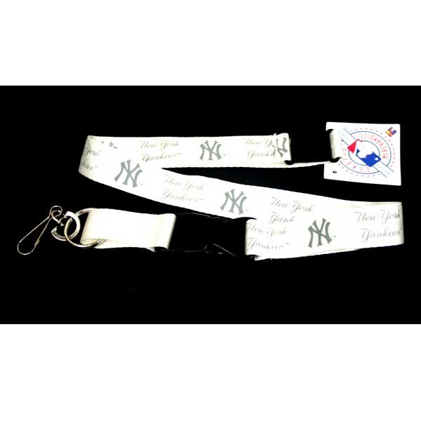 New York Yankees Lanyards - White Lob Style - 12 For $30.00 - Wholesale New York Yankees Products - Yankees Merchandise