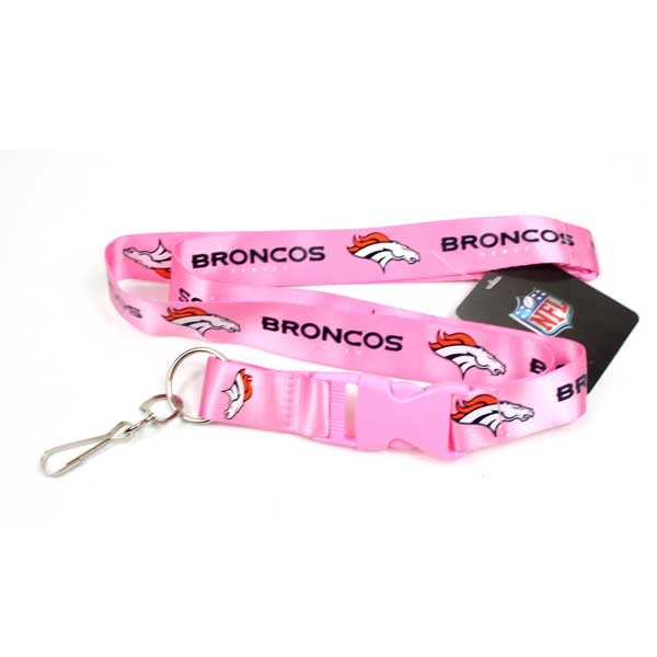 Denver Broncos Lanyards - Pink Fan Style - 12 For $30.00 - Wholesale Denver Broncos Products - Denver Merchandise 2