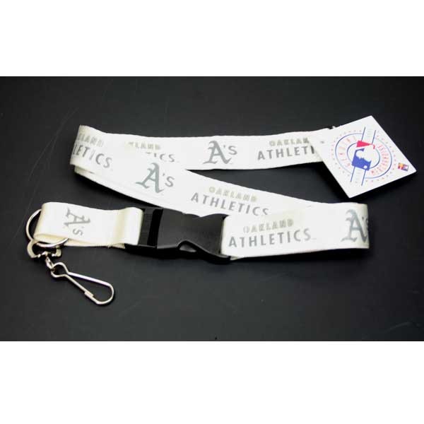 Oakland Athletics Lanyards - White Lob Style - 12 For $30.00 - Wholesale Oakland Athletics Products - Athletics Merchandise