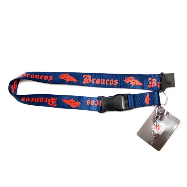 Denver Broncos Lanyards - Blue Old English Style - 6 For $18.00 - Wholesale Denver Broncos Products - Denver Merchandise