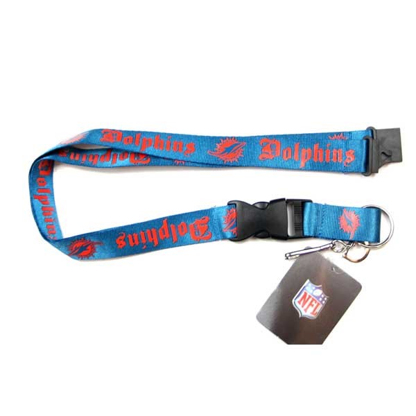 Miami Dolphins Lanyards - Blue Old English Style - 6 For $18.00 - Wholesale Miami Dolphins Products - Dolphins Merchandise