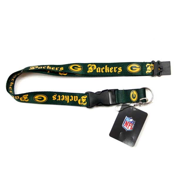 Green Bay Packers Lanyards - Green Old English Style - 6 For $18.00 - Wholesale Green Bay Packers Products - Packers Merchandise
