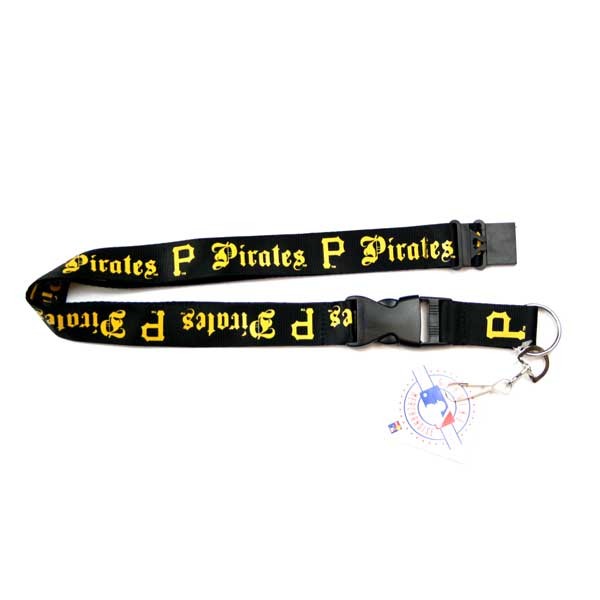 Pittsburgh Pirates Lanyards - Black Old English Style - 6 For $18.00 - Wholesale Pittsburgh Pirates Products - Pirates Merchandise