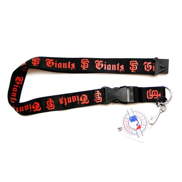 San Francisco Giants Lanyards - Black Old English Style - 6 For $18.00 - Wholesale San Francisco Giants Products - Giants Merchandise