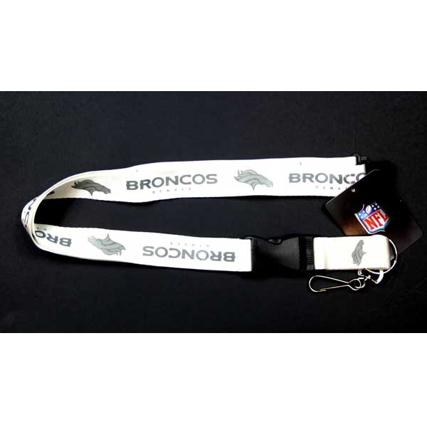 Denver Broncos Lanyards - White Glacier Style - 6 For $18.00 - Wholesale Denver Broncos Products - Denver Merchandise