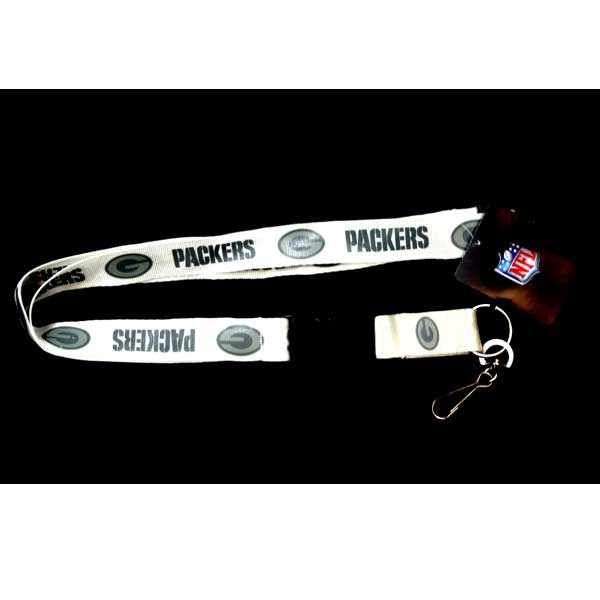 Green Bay Packers Lanyards - White Glacier Style - 6 For $18.00 - Wholesale Green Bay Packers Products - Packers Merchandise